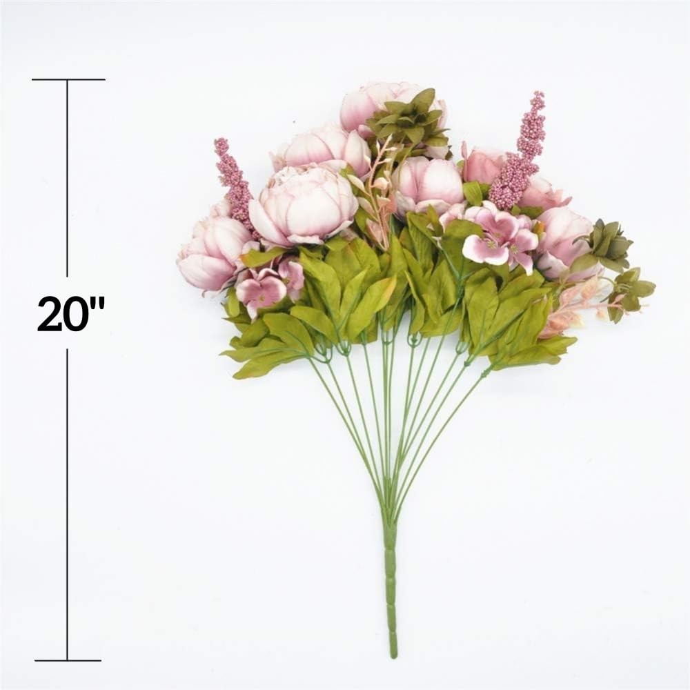 2 Pack Artificial Peony Flowers Silk Peonies Fake Bouquet Arrangement