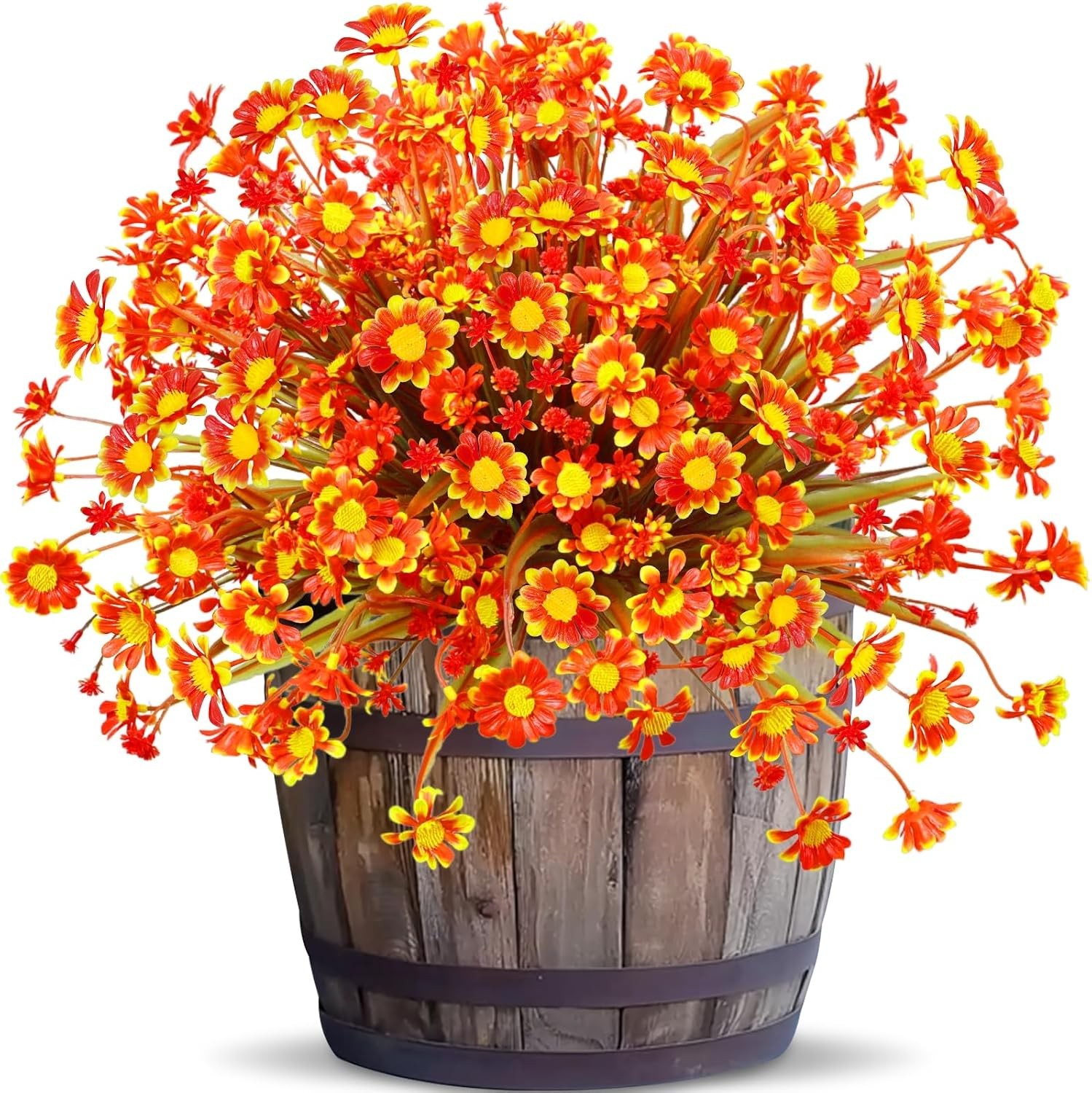 8 Bundles Artificial Mums for Outdoors Fall Flowers UV Resistant Fall Decor |