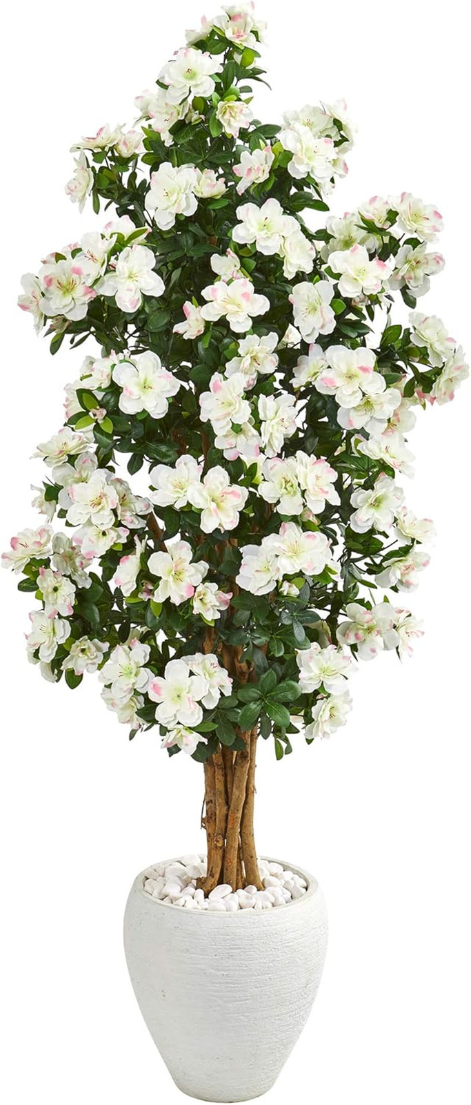 5Ft. Artificial Azalea Tree in Elegant White Planter for Home Decor