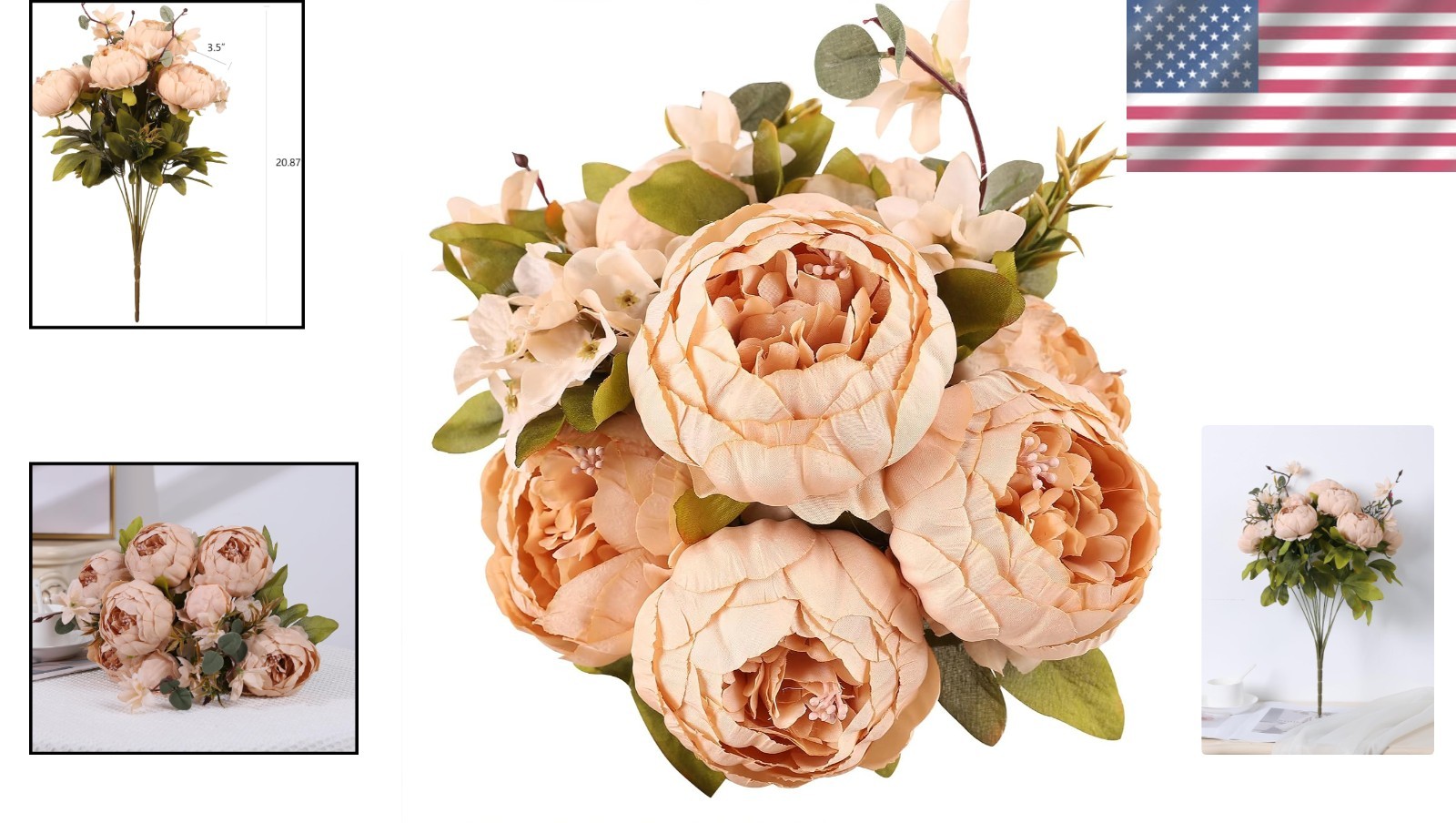 Realistic Faux Silk Peonies in Light Champagne – Perfect for Every Occasion
