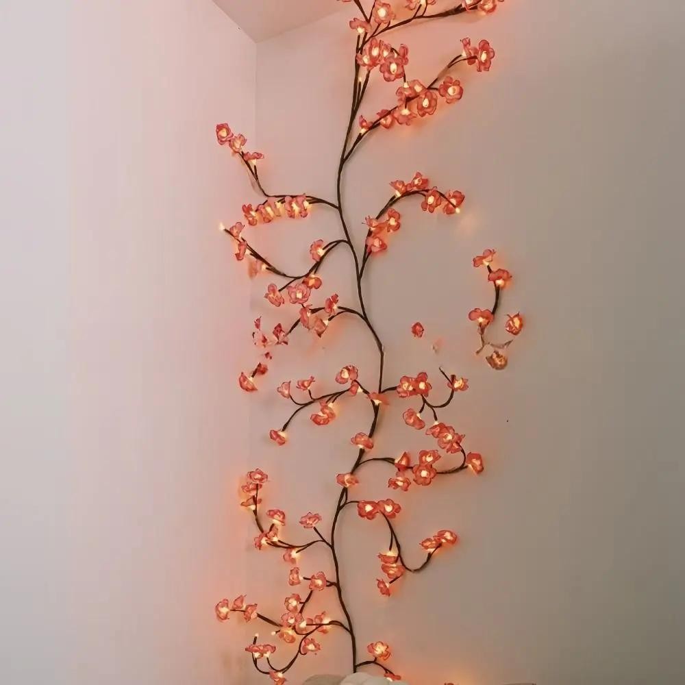 Cherry Blossom Vine LED String Lights Twig Garland Wall Door Home Christmas Deco