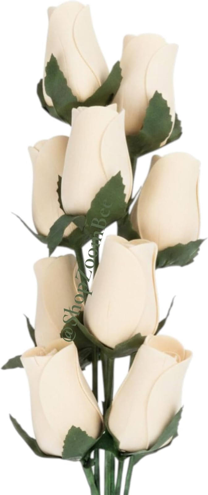 Bouquet Two Dozen 24 PCS Realistic Ivory White Wooden Roses, Forever Flower