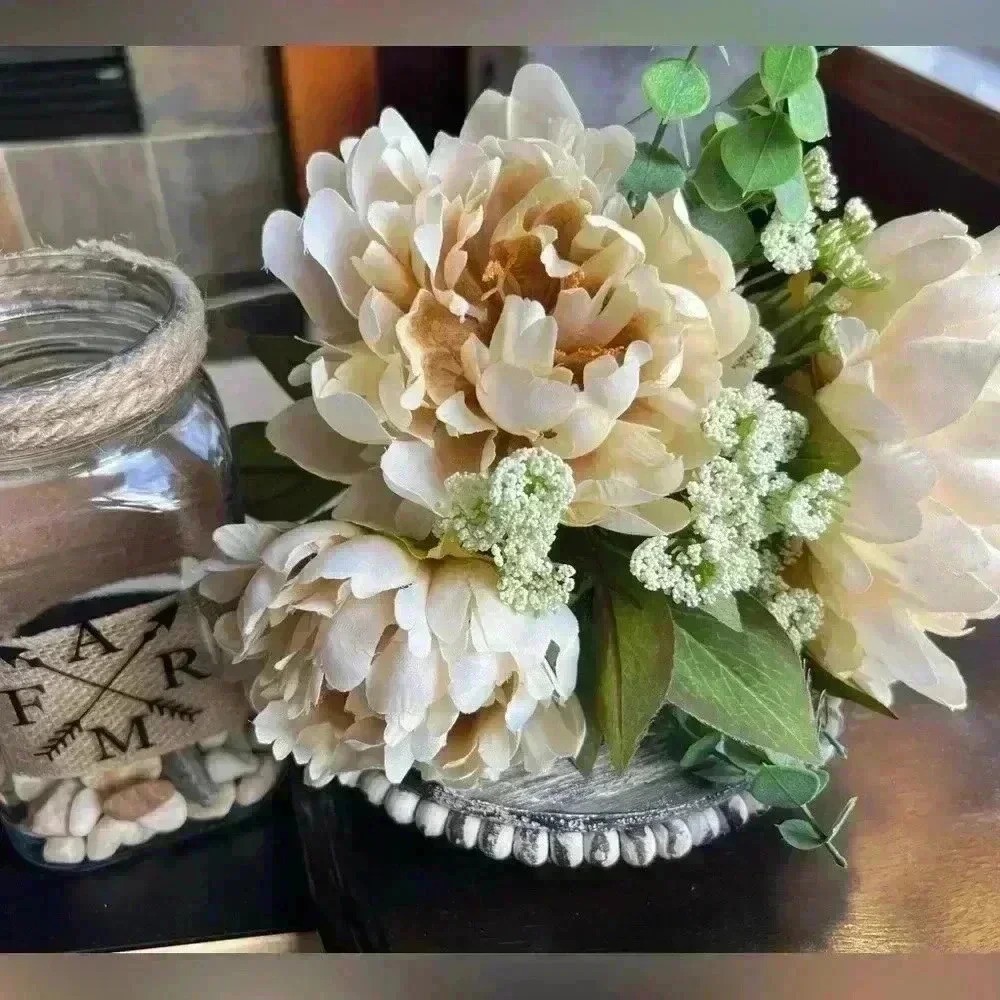 NEW Southern Style Centerpiece – Farmhouse Faux Floral Arrangement – So pretty!