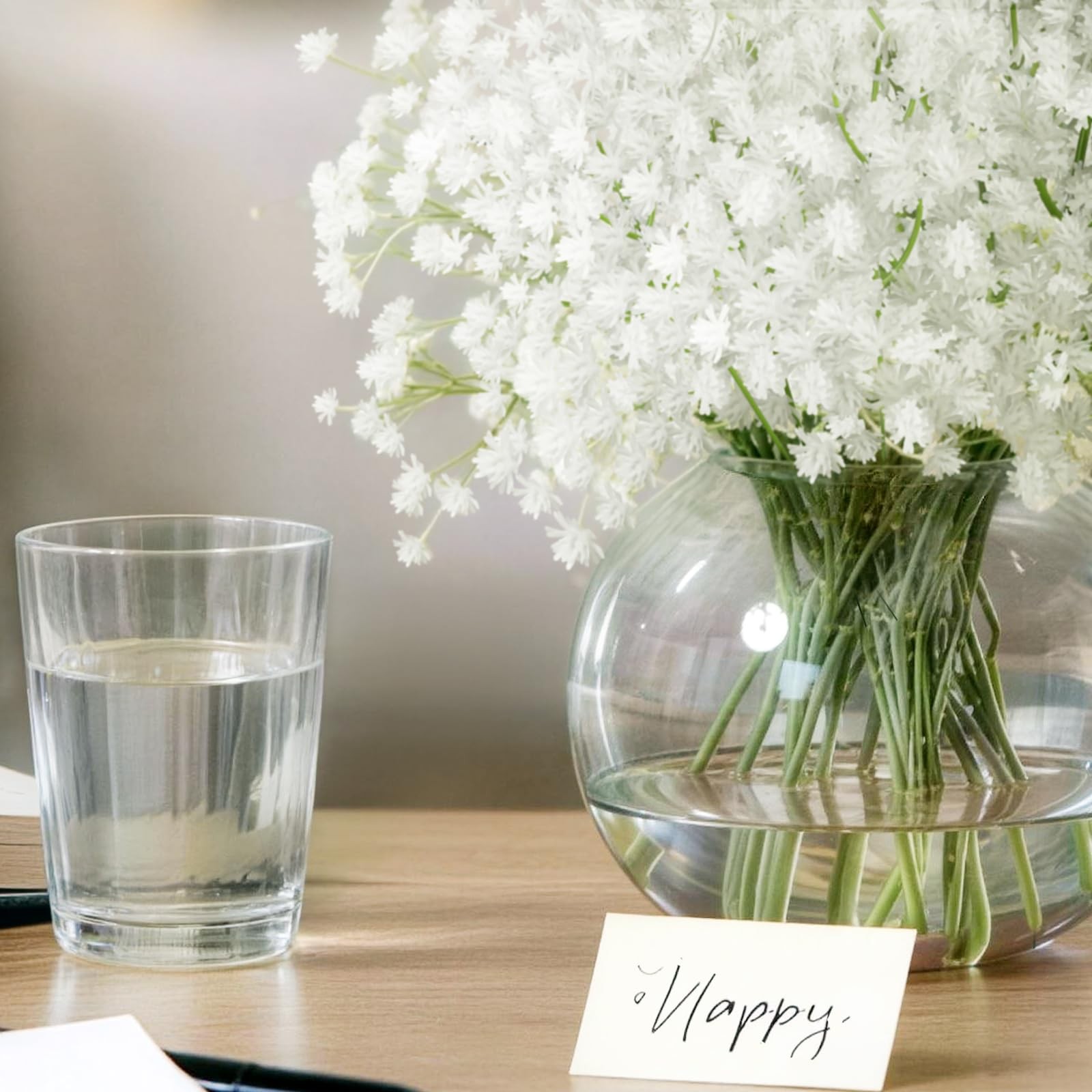 15 PCS Baby Breath Artificial Flowers Bulk White Real Touch Faux Gypsophila