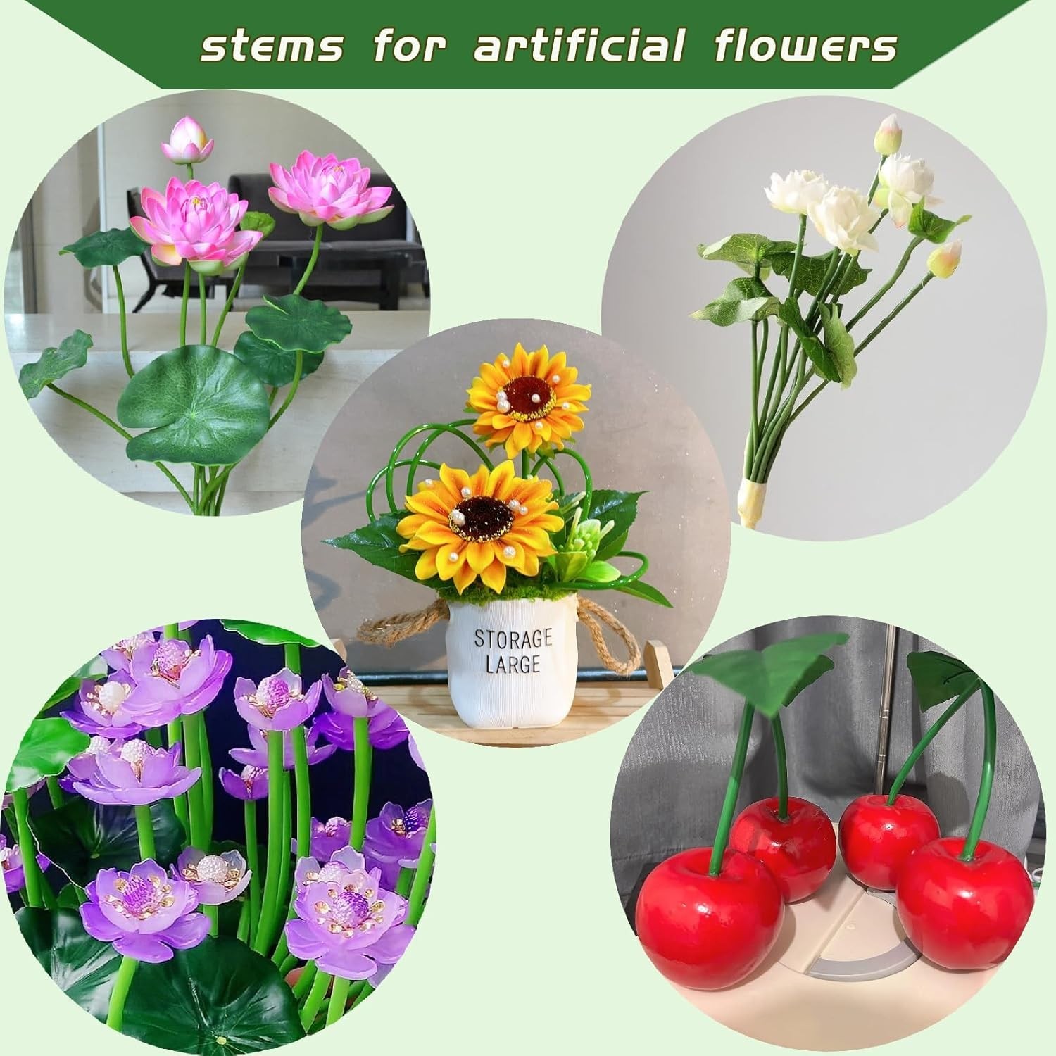 Green tubular flower stems wrap, used to thicken artificial flower stems, DIY…