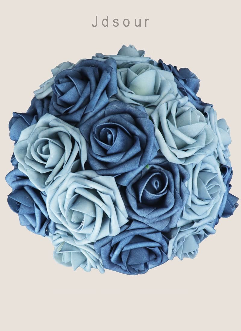50pcs Artificial Flower，Real Touch Foam Roses w/Stem DIY for Wedding Bouquet …