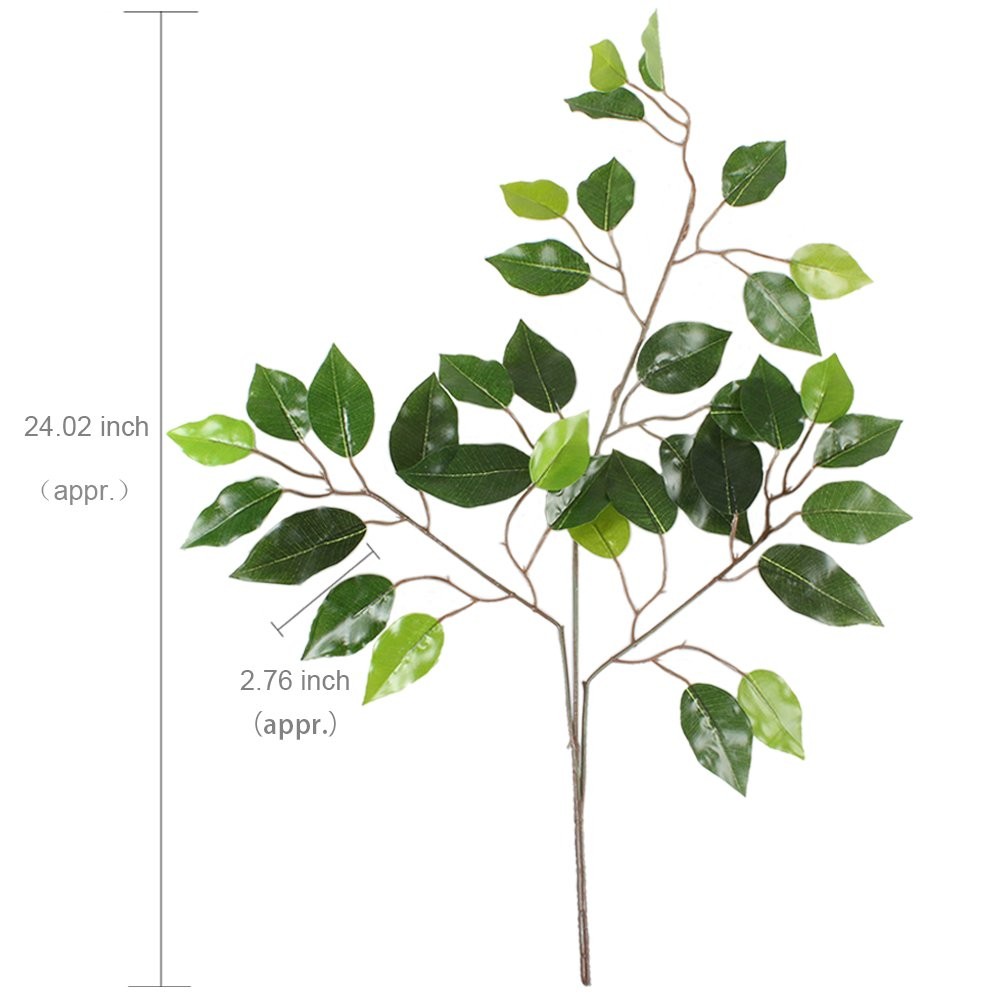12 Pcs Ficus Tree Leaves Branches Artificial Greenery Stems Spring Silk Green…