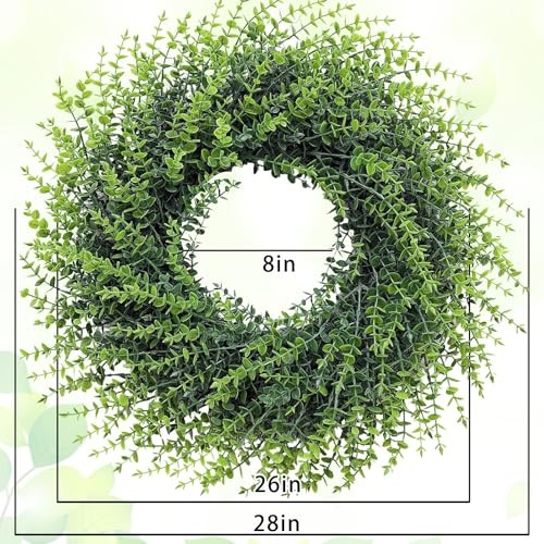 26”Large Artificial Boxwood Wreath for Front Door, All Year Round 26inches