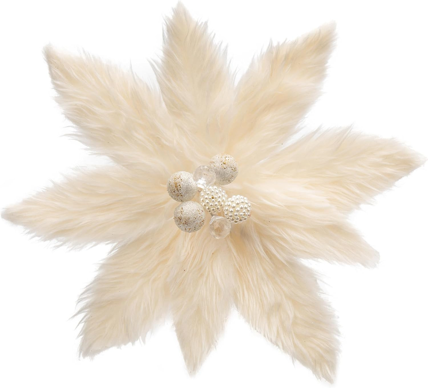 4PCS Creamy White Poinsettia Artificial Flowers for Christmas Decor