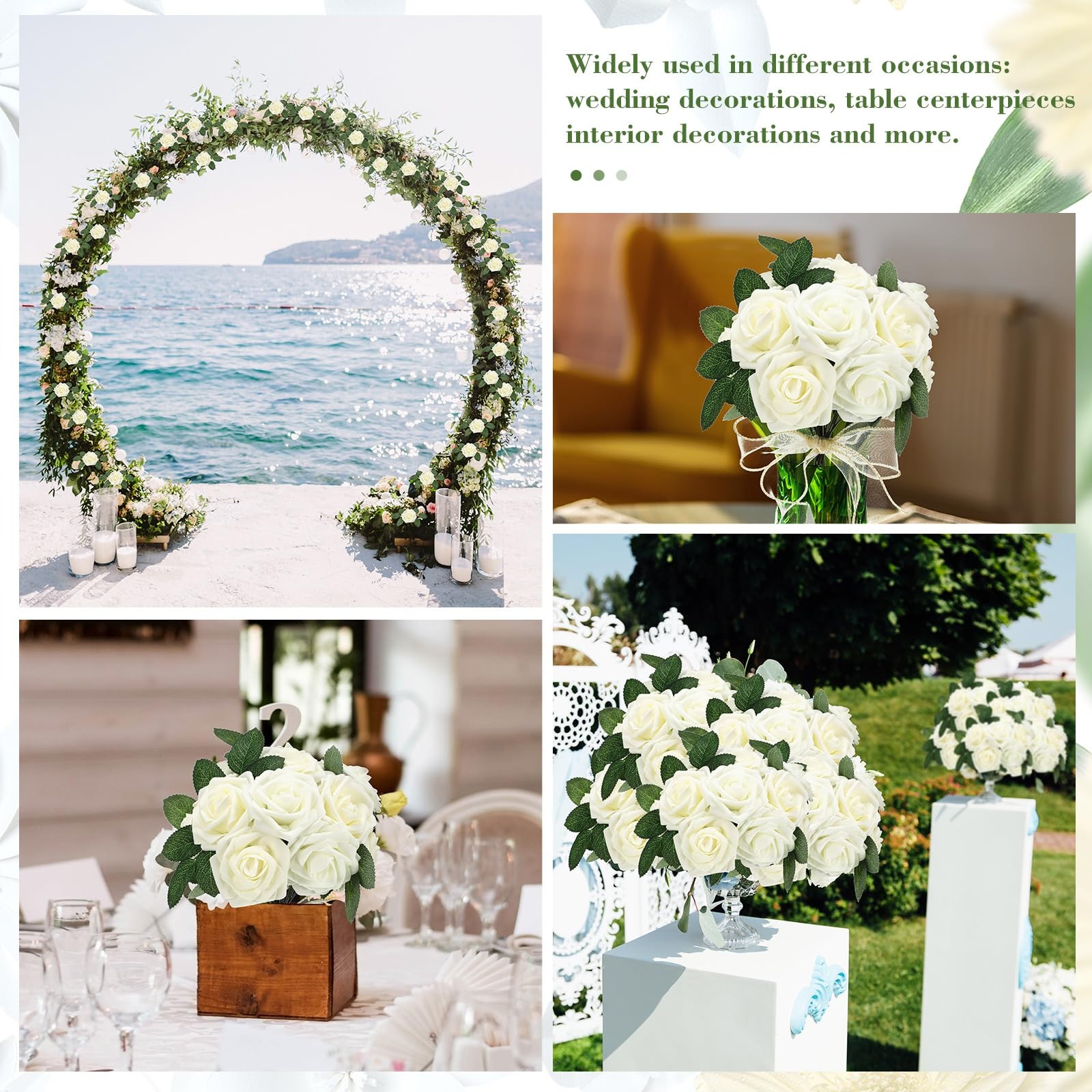 200 Pcs Artificial Rose Flowers Foam Fake Rose Bulk Faux Flower with 100 pcs …