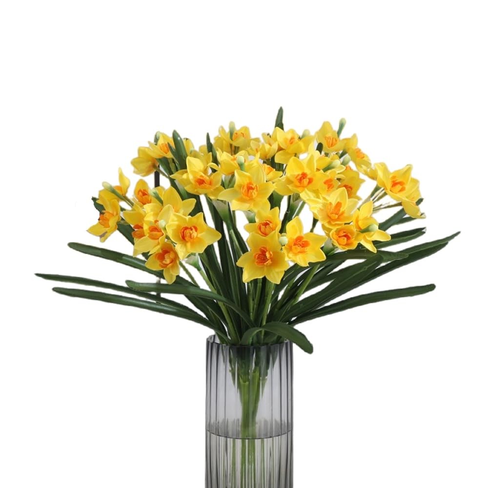 Artificial Flowers for Vase 10 Pcs, 20 Inch Fake Mums with Long Stems