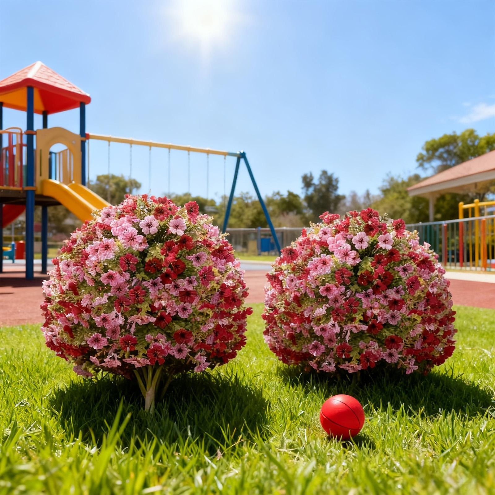 2pcs Artificial Violet Flowers Garden Stake Outdoor Fake Plants Patio Yard Decor