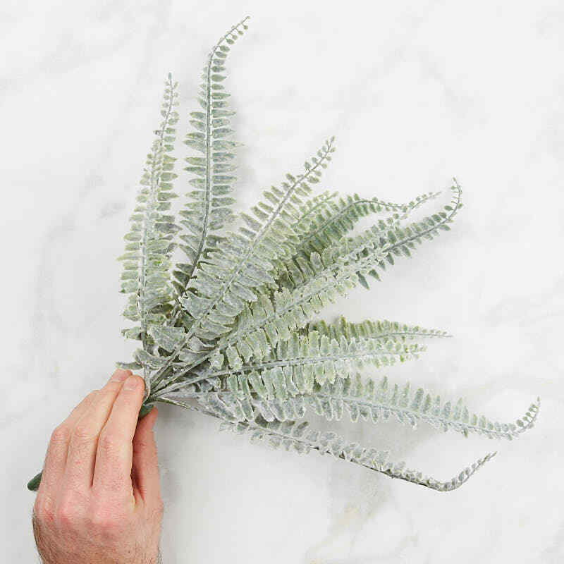 Lot of 4 Factory Direct Craft Flocked Green Vinyl 14″ Fern Bushes for Decor
