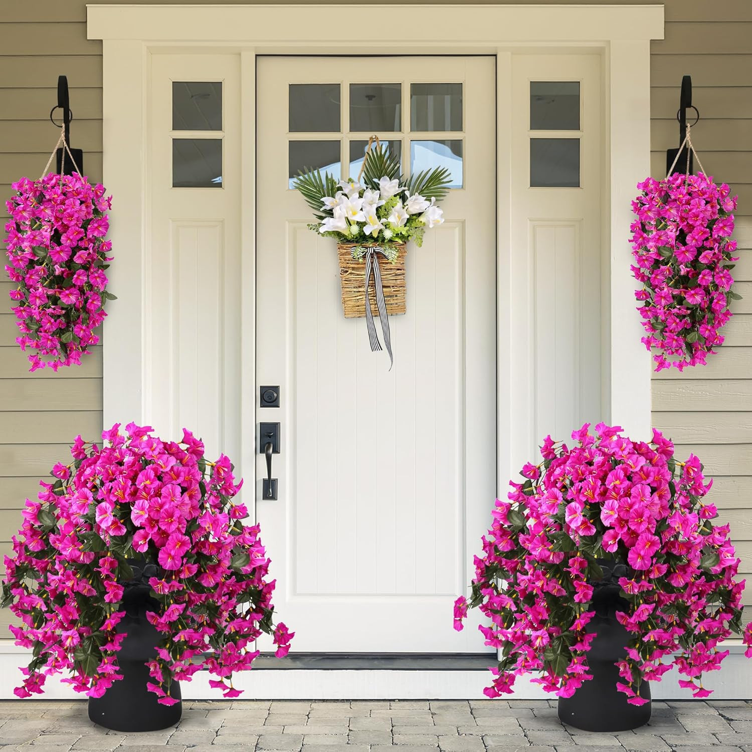 Artificial Fake Hanging Flowers Plants for Outdoor outside Spring Summer Deco…