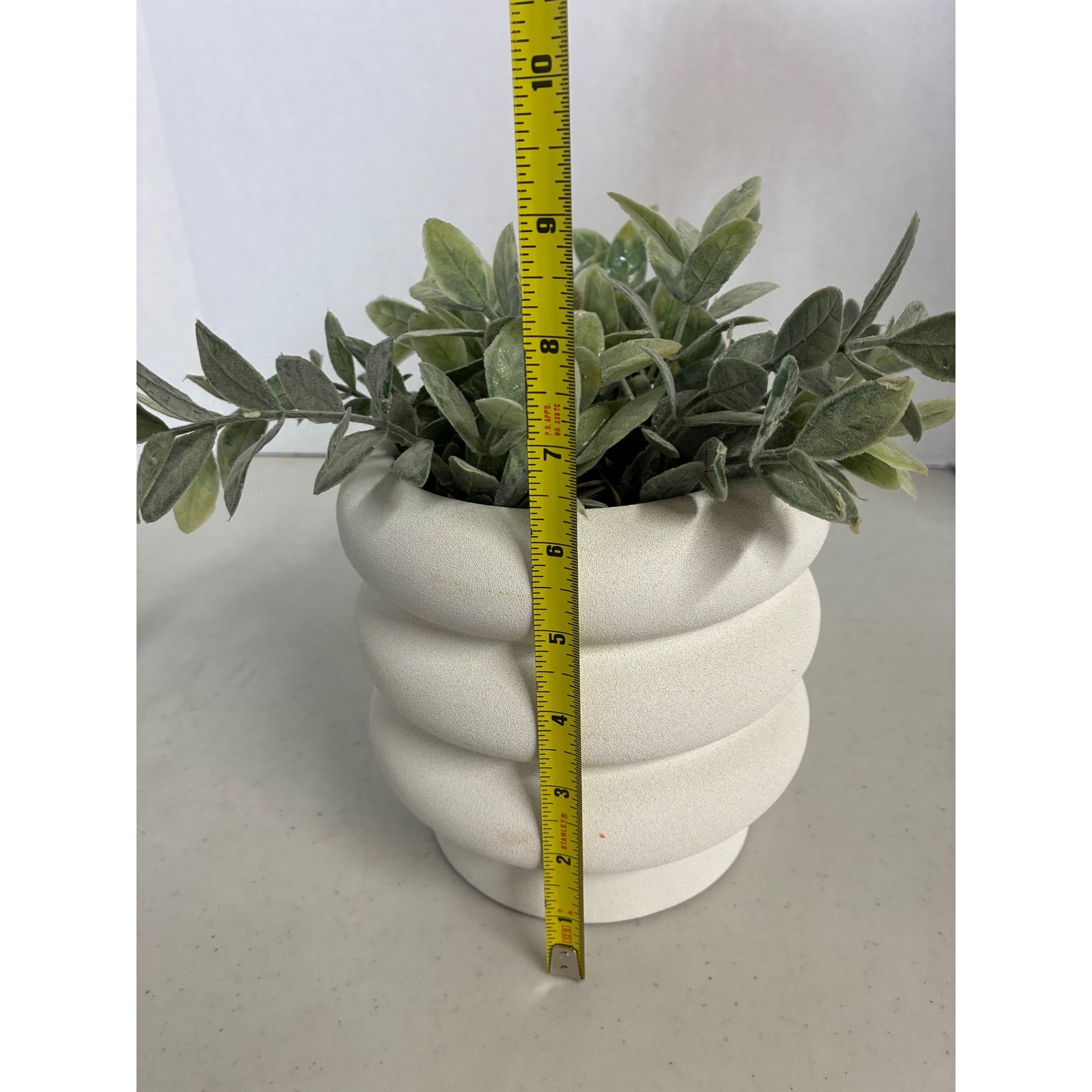 Better Homes & Gardens 6 Inch Chinooke White Ribbed Ceramic Faux Plant Planter