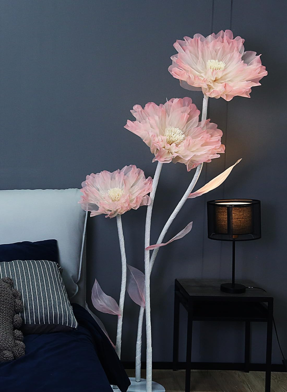Large Pink Artificial Organza Flower with Base for Weddings & Events