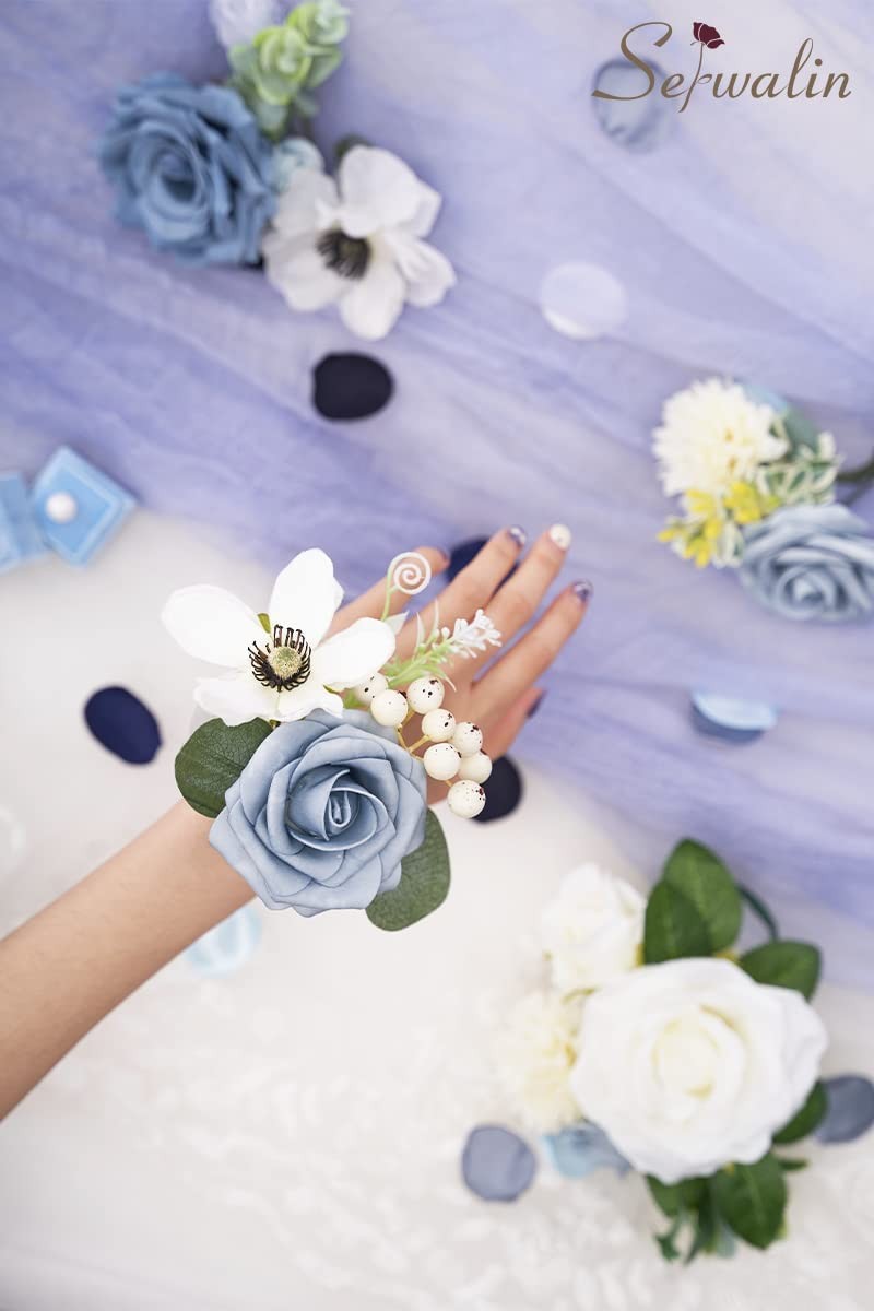 Dusty Blue Artificial Flowers Silk Flowers for Wedding Decor