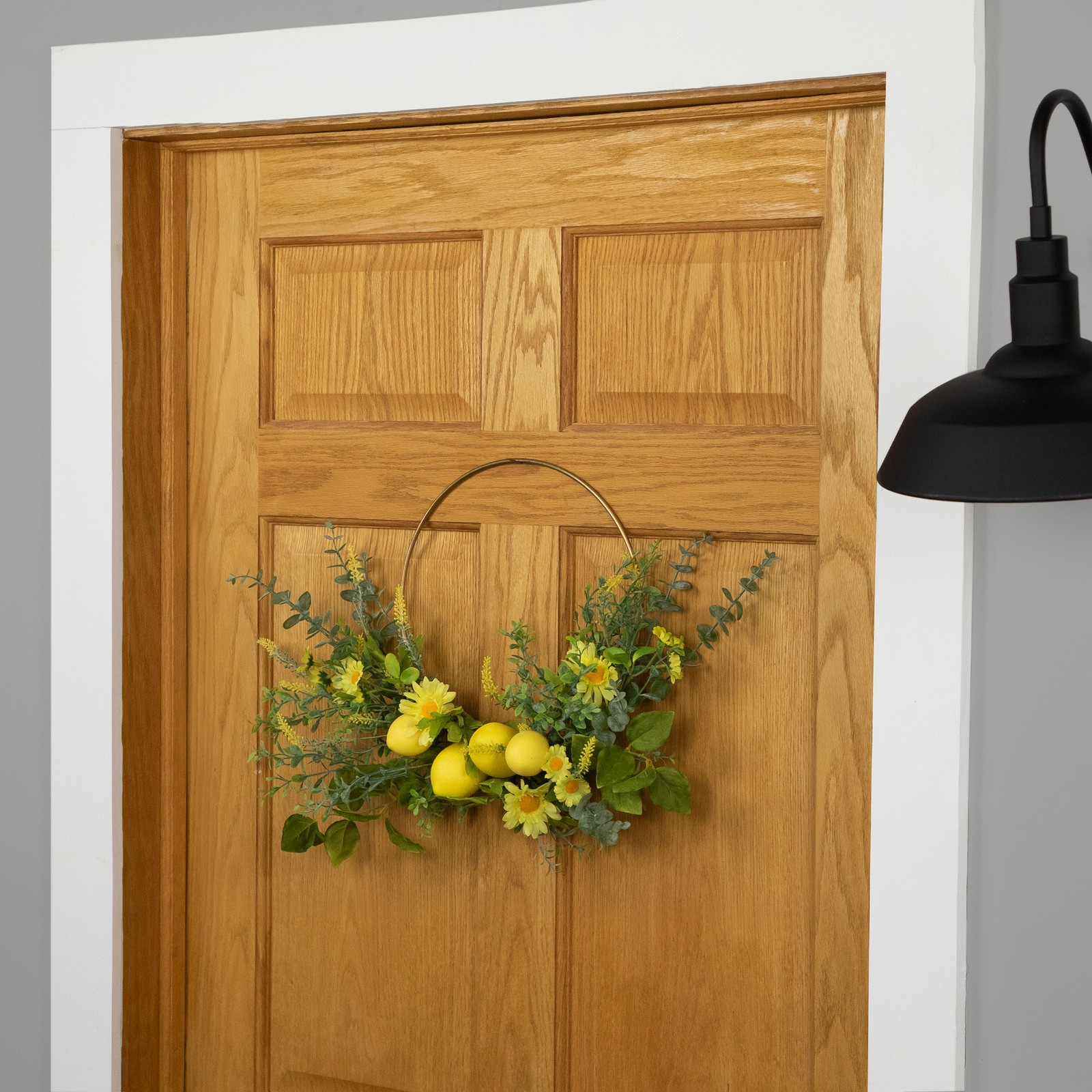 Northlight Lemon and Daisy Springtime Half Wreath – 22″ – Yellow