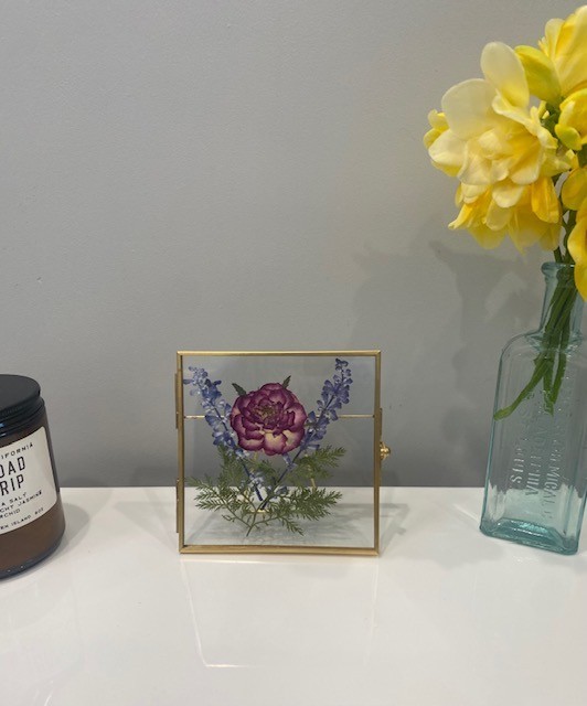 Pressed Dried Real Flowers in Floating Glass Frame