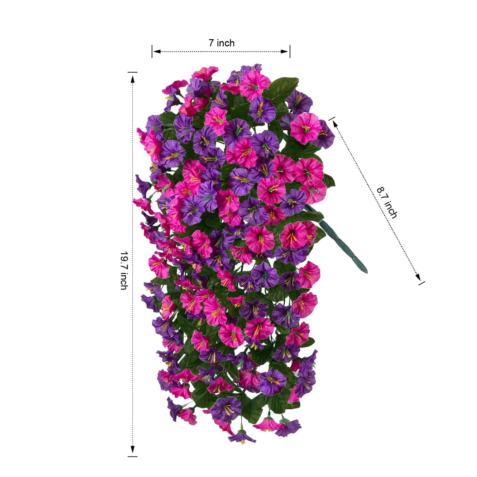 Artificial Fake Hanging Flowers Plants for Outdoor Outside, 2PCS Faux Silk Mo…