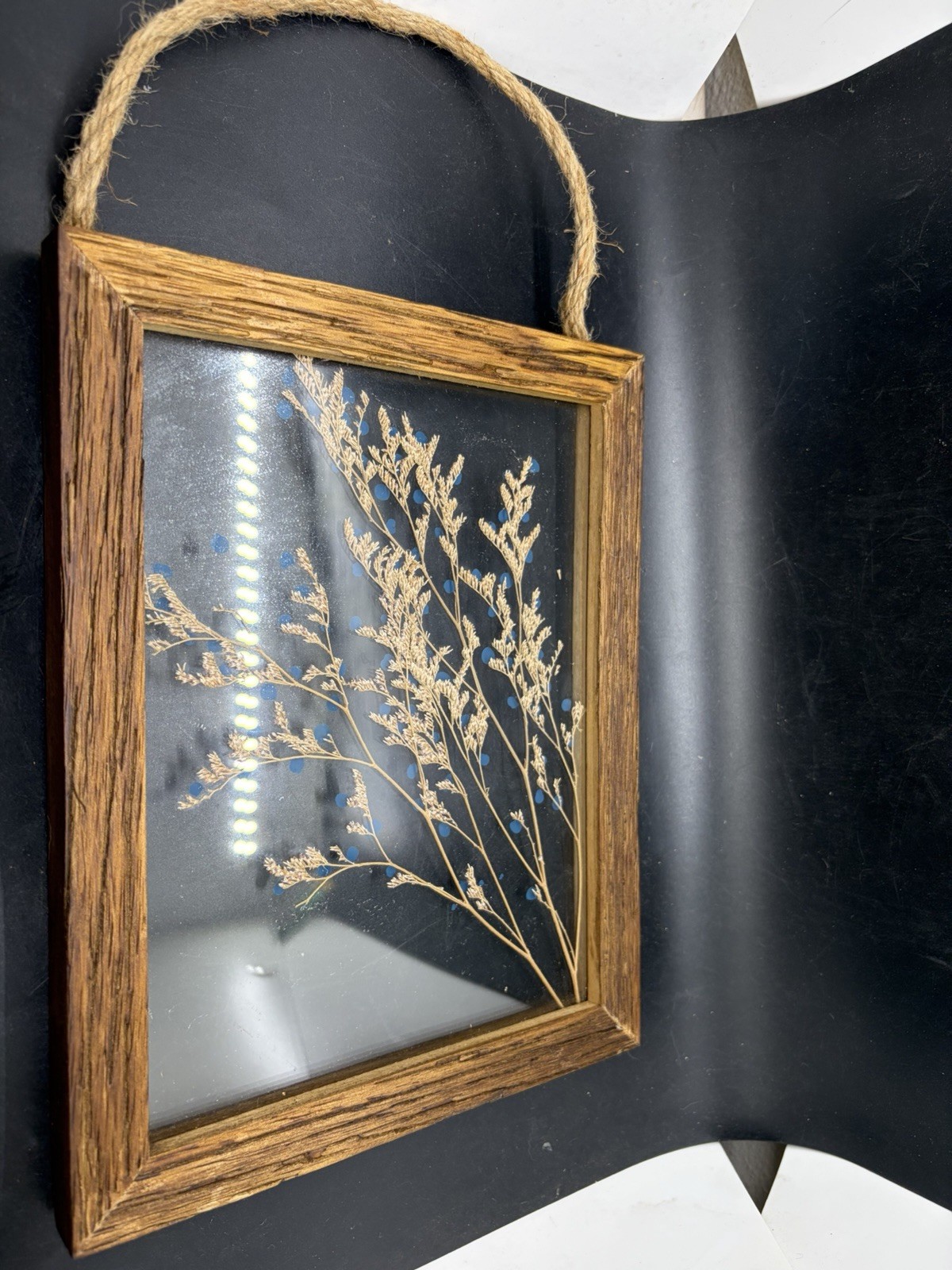 Pressed Dried Flowers in Double Glass Floating Wood Frame