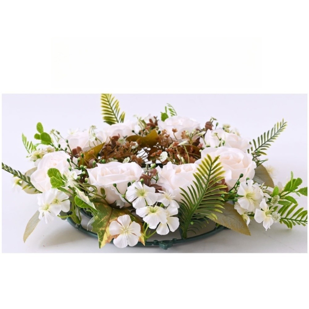 Artificial Wreath with Silk Flowers for Spring Wedding Home Decor 35cm Diameter