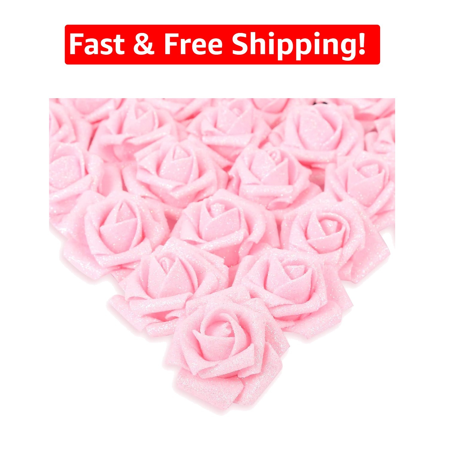 Lifelike 25pcs Pink Glitter Artificial Roses – Wedding & Party Essentials