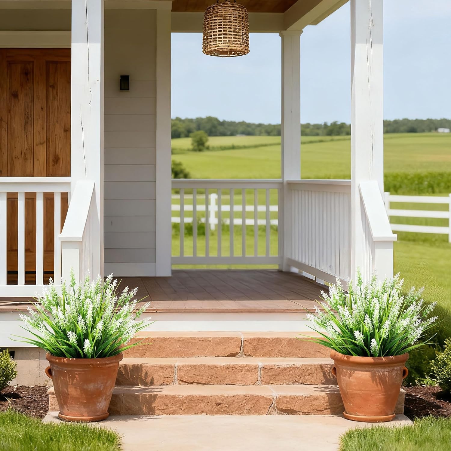 16-Pack UV Resistant Realistic Lavender & Monkey Grass for Elegant Outdoor Decor