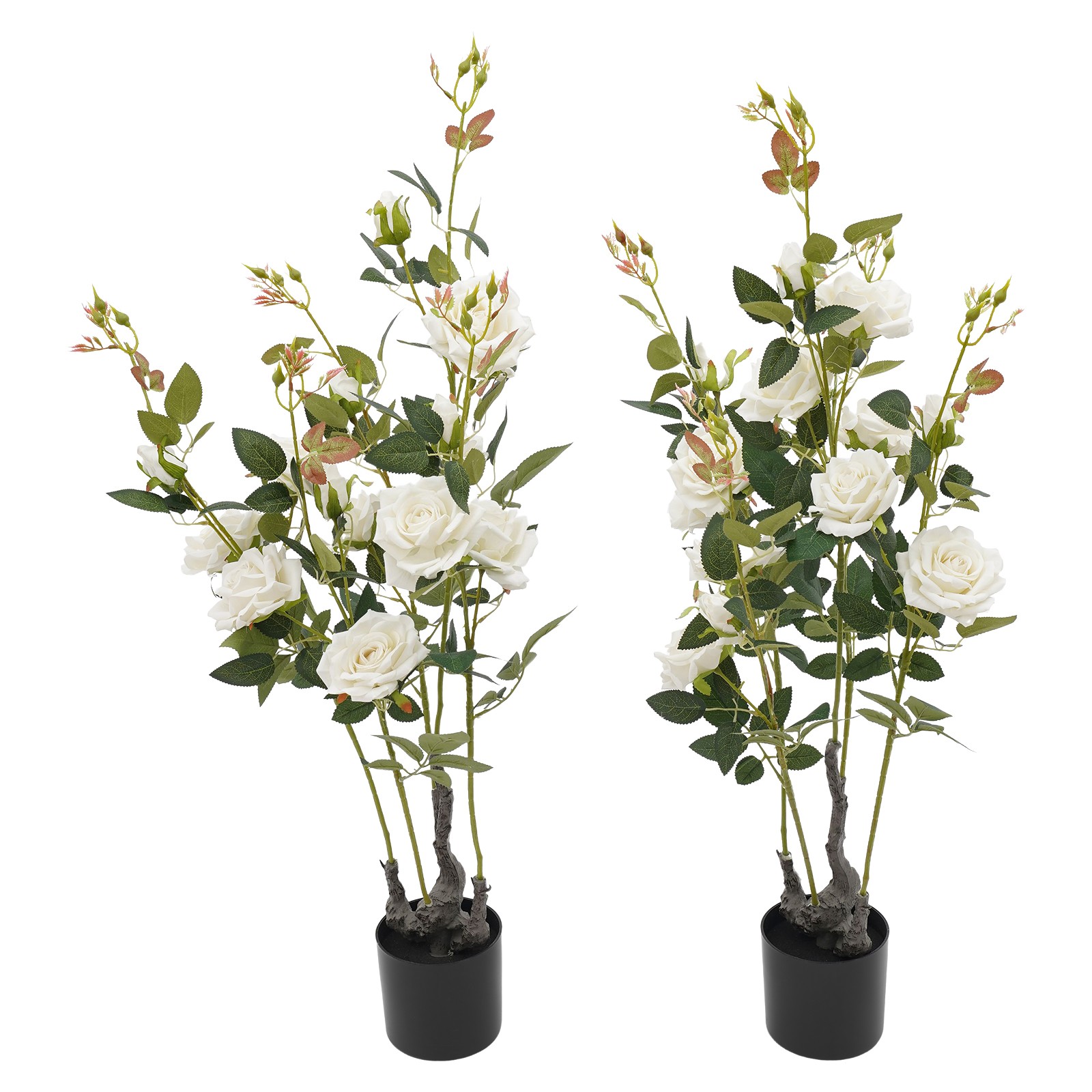 2 Pack Handmade Artificial White Rose Faux Floral Trees Artificial Flower Plant