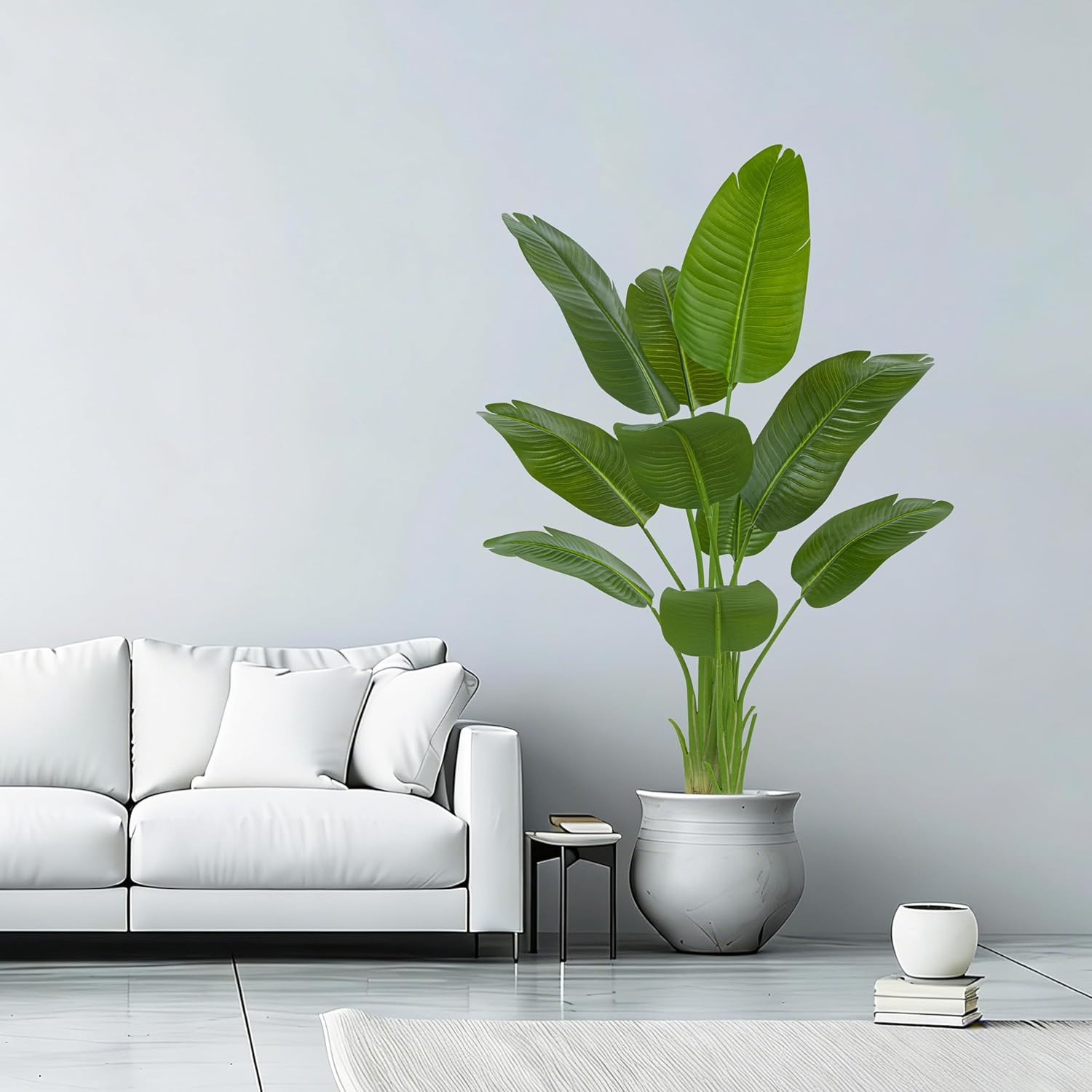 2 Pack 5FT Artificial Bird of Paradise Plant in White Pot for Home Decor