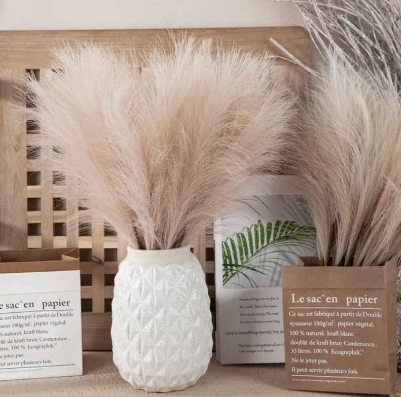 10pcs Artificial Reed Bouquet Boho Pampas Grass Home Decor Set – NEW