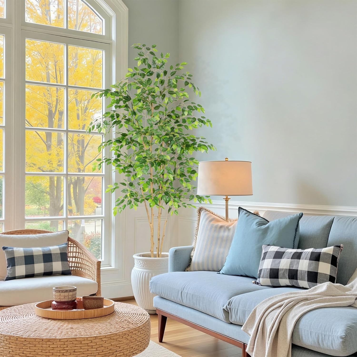 Lifelike 7ft Potted Ficus Tree – Maintenance-Free Indoor & Outdoor Elegance