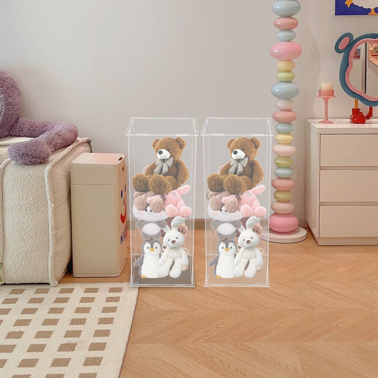 Art Sculpture Stand Acrylic Flower Stand Clear Display Flower Tower 25*25*60cm