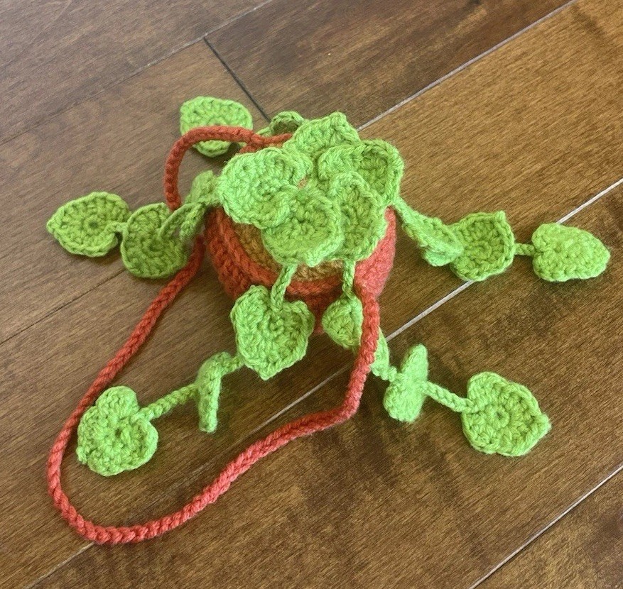 Handcrafted Cotton Crochet Hanging Plant for Car Mirror Home Decoration Window