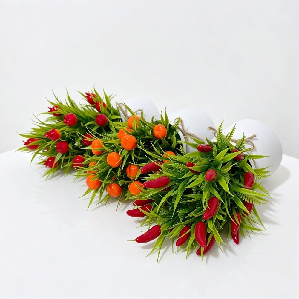 24 PCS Artificial Fruit Bonsai Tree with Hemp Rope Pot for Home Desk Decor