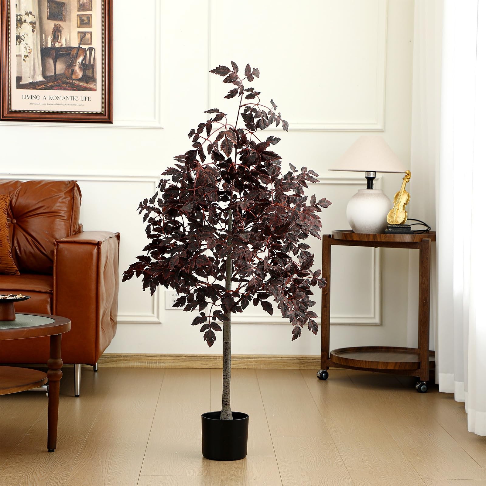 4ft Fall Plum Cimicifuga Stems Seeded Tree Artificial Thanksgiving Ficus Leaf…