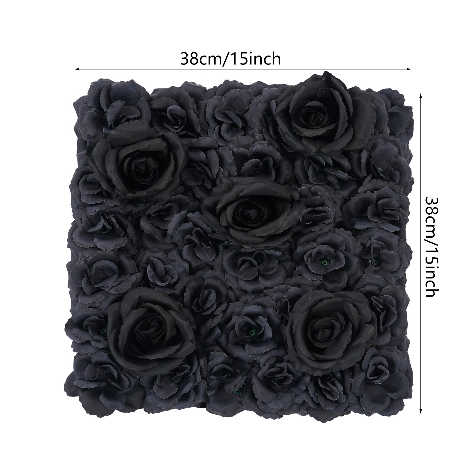 12PCS Black Rose Flower Wall Panels Artificial Floral Gothic Style Wedding Decor