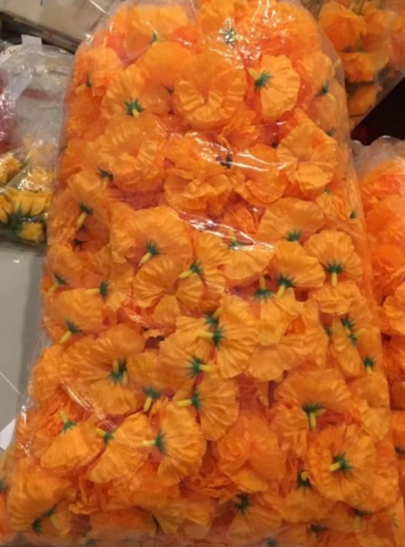 50pcs. Yellow Color Marigold Flower Thai Hindu Garland Worship Holy Spirit Craft