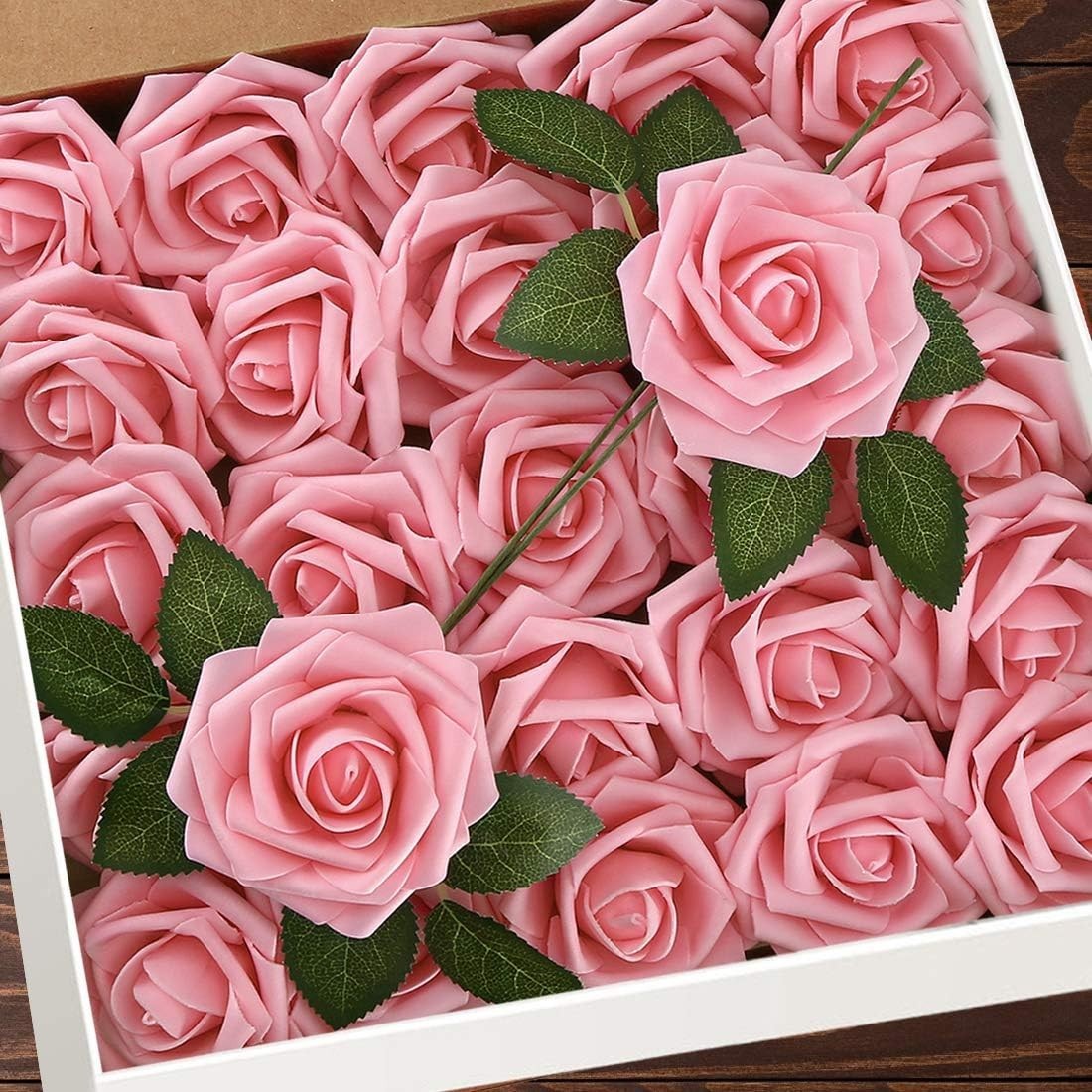 25pcs Realistic Pink Foam Roses – Eco-Friendly Artificial Flowers for Weddings