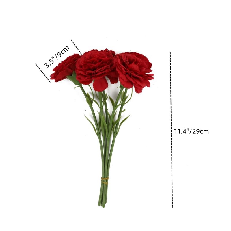 10Pcs Artificial Carnation Flowers 11.4″ Faux Silk Stems Carnations Flower Fa…