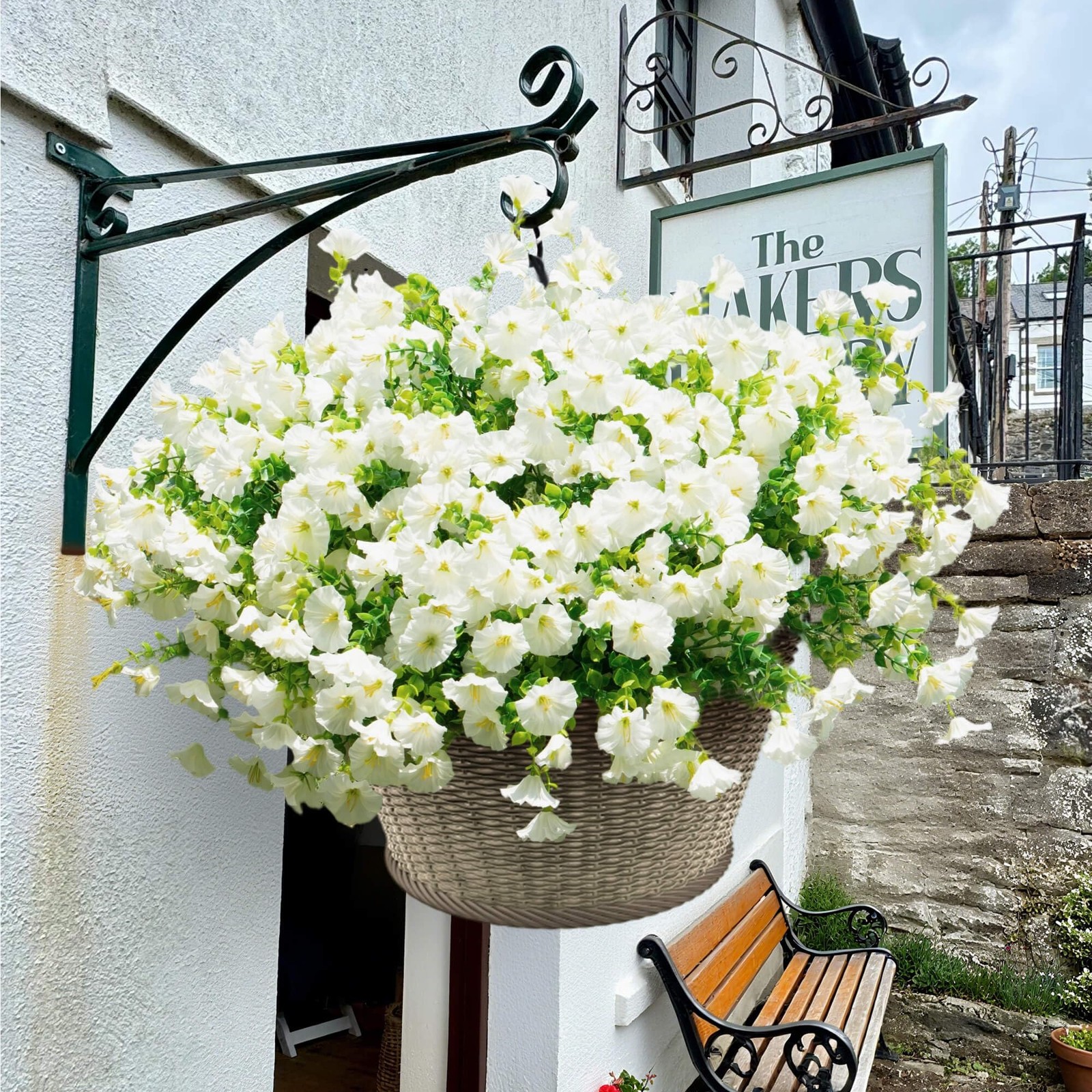 Artificial Fake Flowers For Outdoor Outside Decoration,16 Bundles UV Resistan…