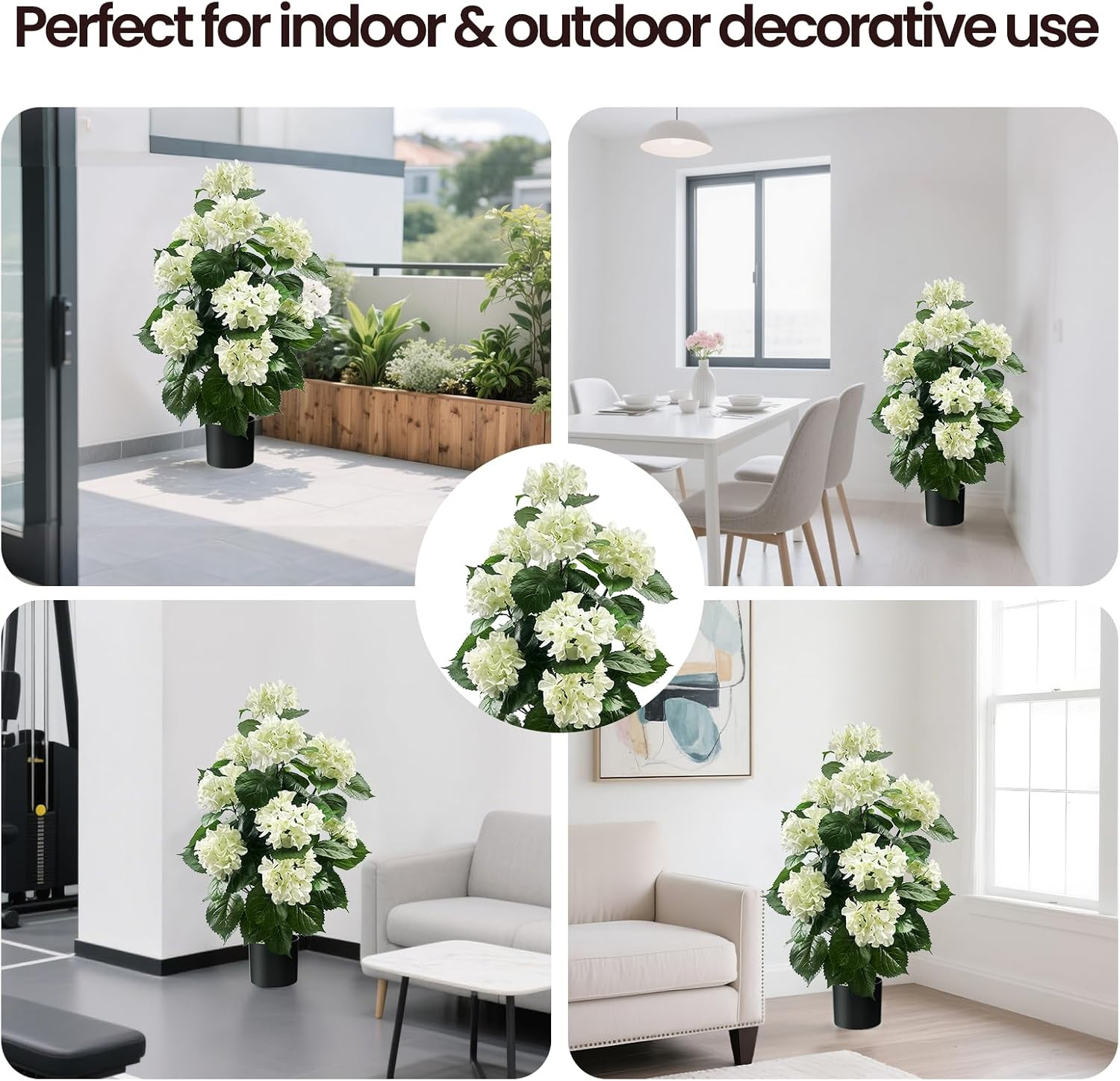 3FT Artificial Hydrangea Tree, White Hydrangea Artificial Flowers for Indoor Out