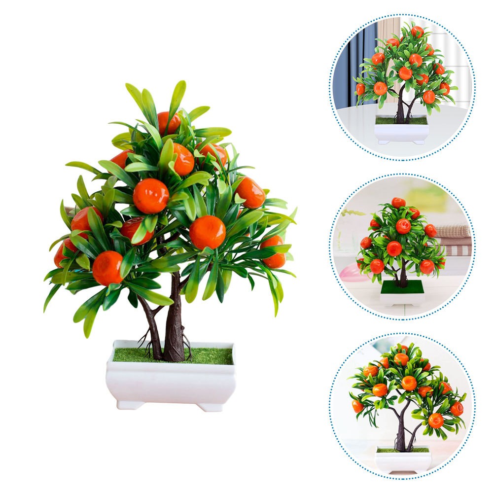 Fake Bonsai Tree Artificial Potted Fruit Tree Fruit Kitchen Decor Adornment