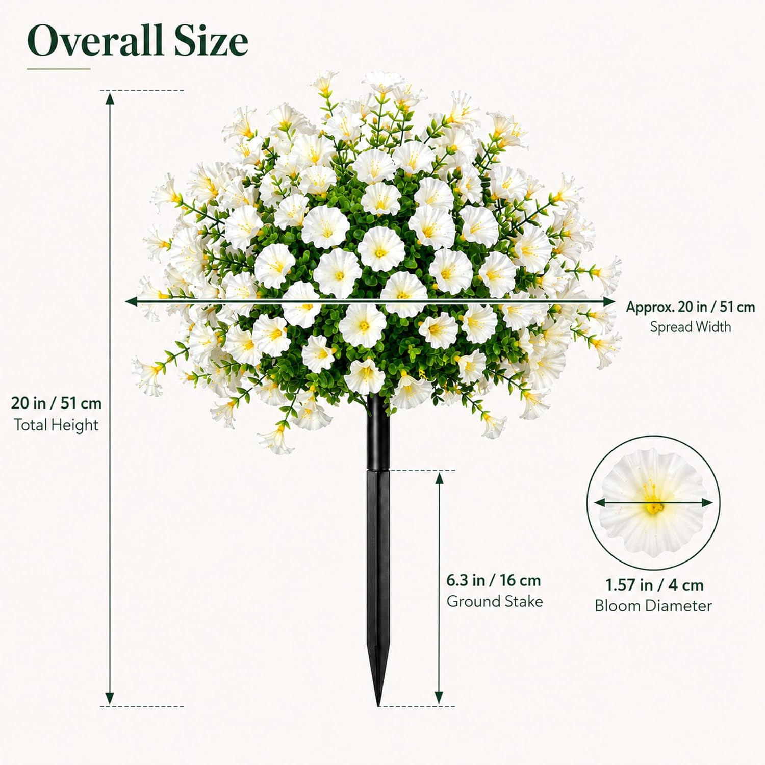 WHANLEY UV Resistant Faux Morning Glory Flowers with Stakes – 2 Pack, 20″ Tall