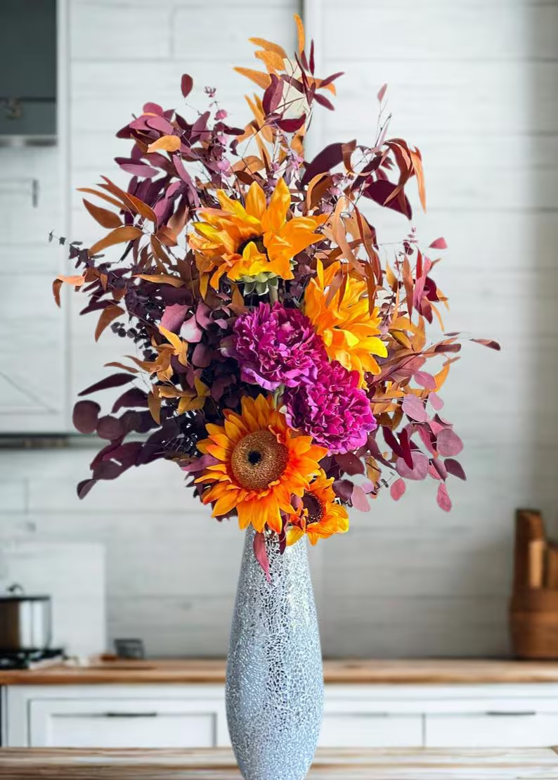 Large Sunflower Floral Arrangement: Fall Home Decor, Wedding Table Centerpiece