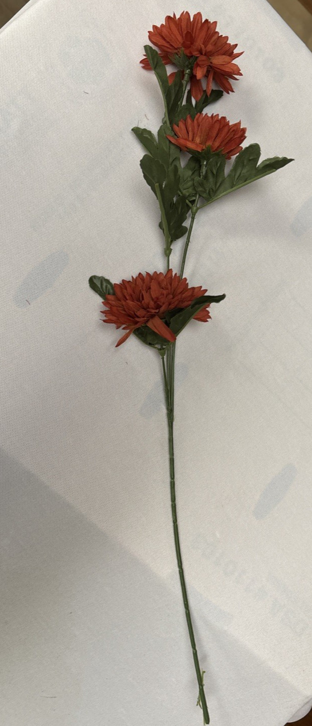 SILK RUST MUM 3 1/8″” FLOWER X 3 -STEM 19 1/2″