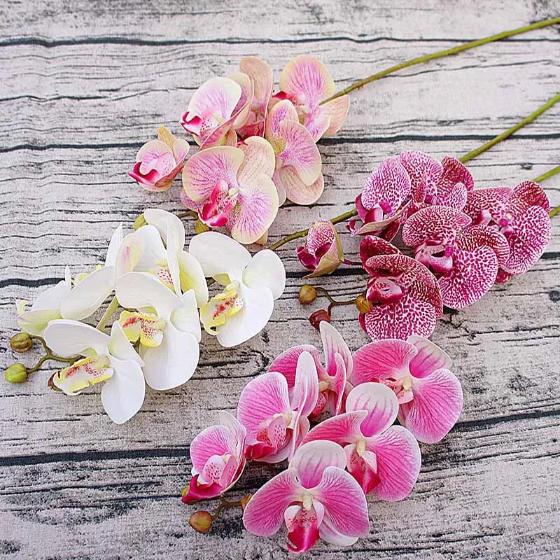 Artificial Flower 3d Small Butterfly Orchid 6 Heads/bundle Fake Home Drapery Diy
