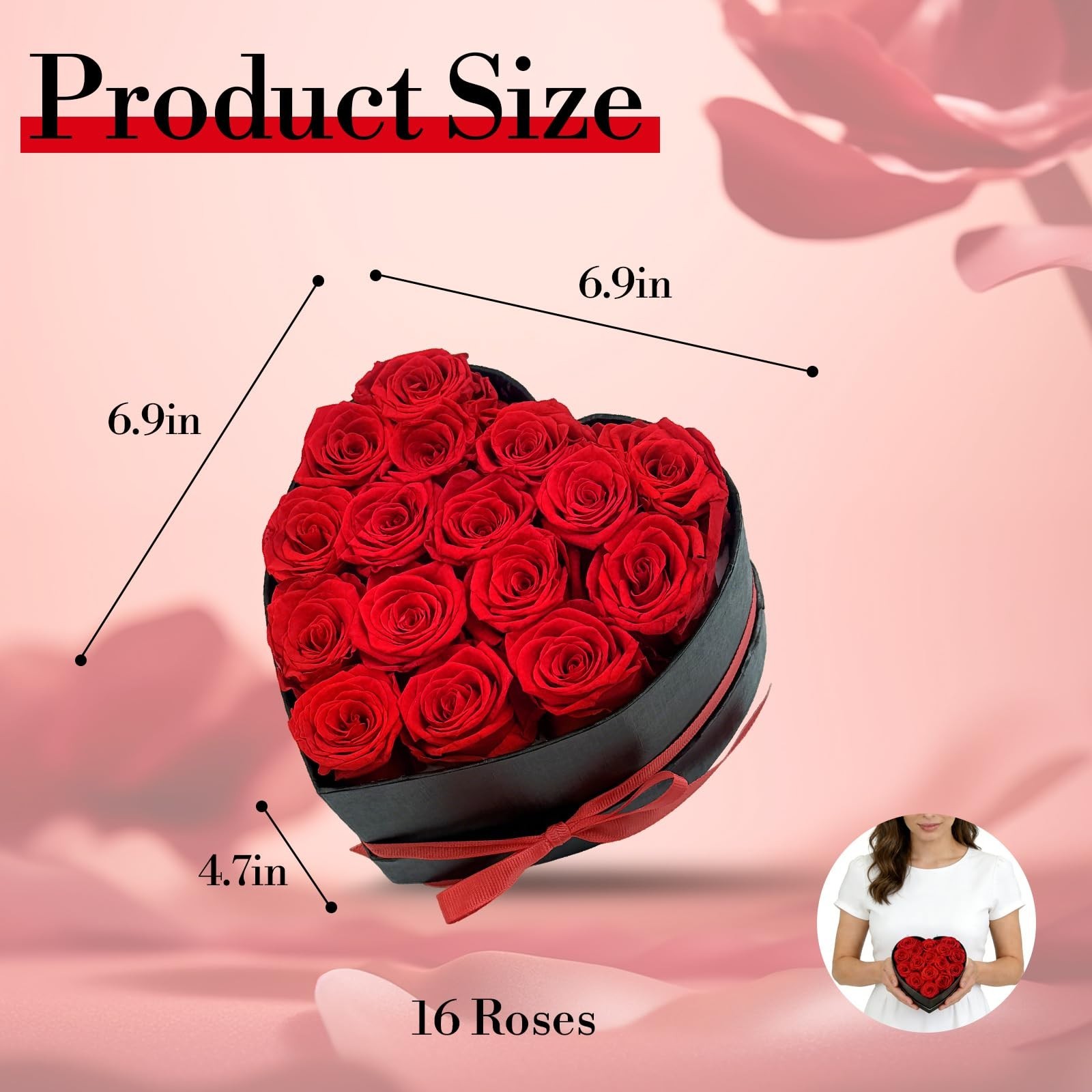 Heart-Shaped Box of 16 Red Preserved Roses | Romantic Gift, Ready to Gift, Elega