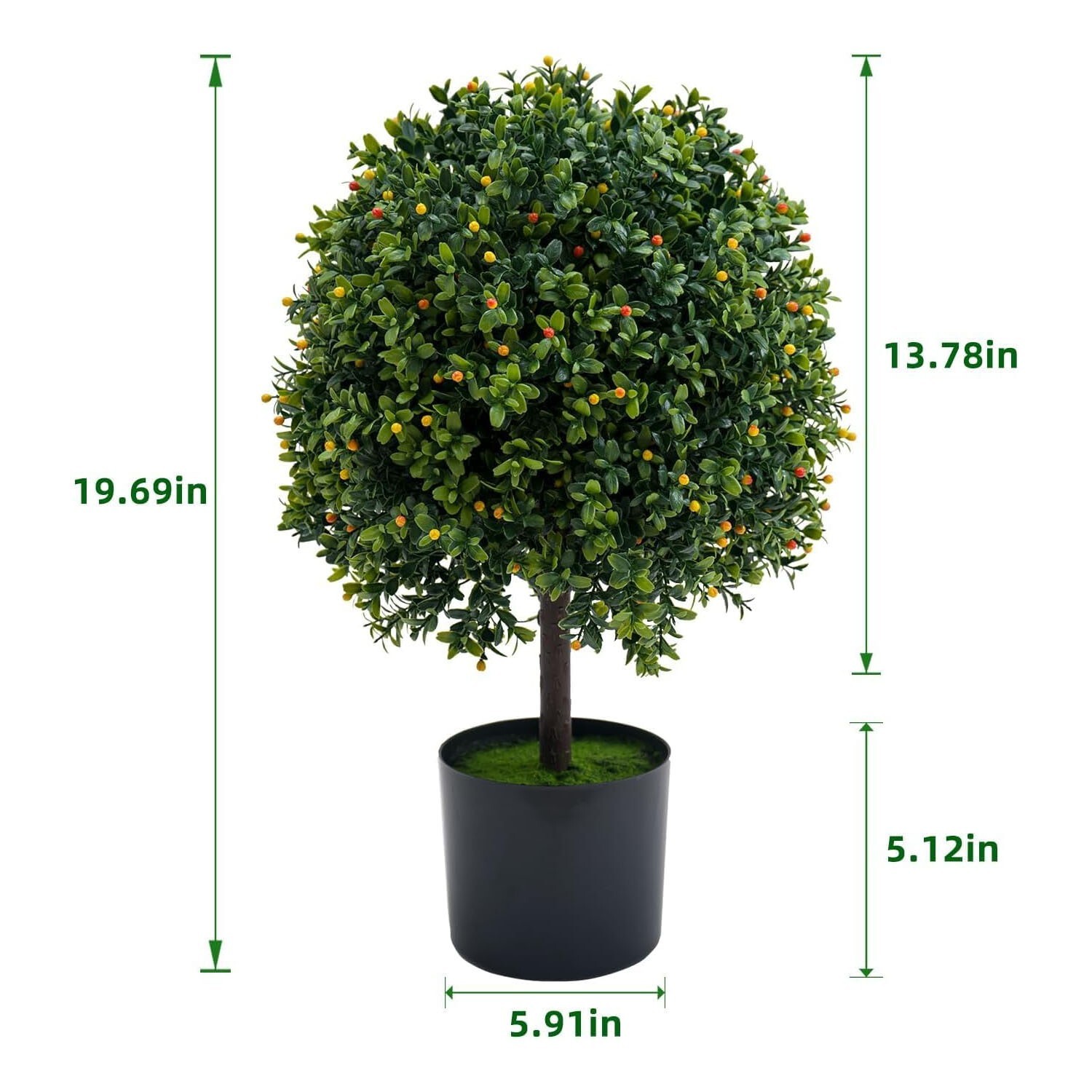 Artificial Topiary Triple Ball Boxwood Tree 2 Pack Fake Topiaries Trees 19.69in