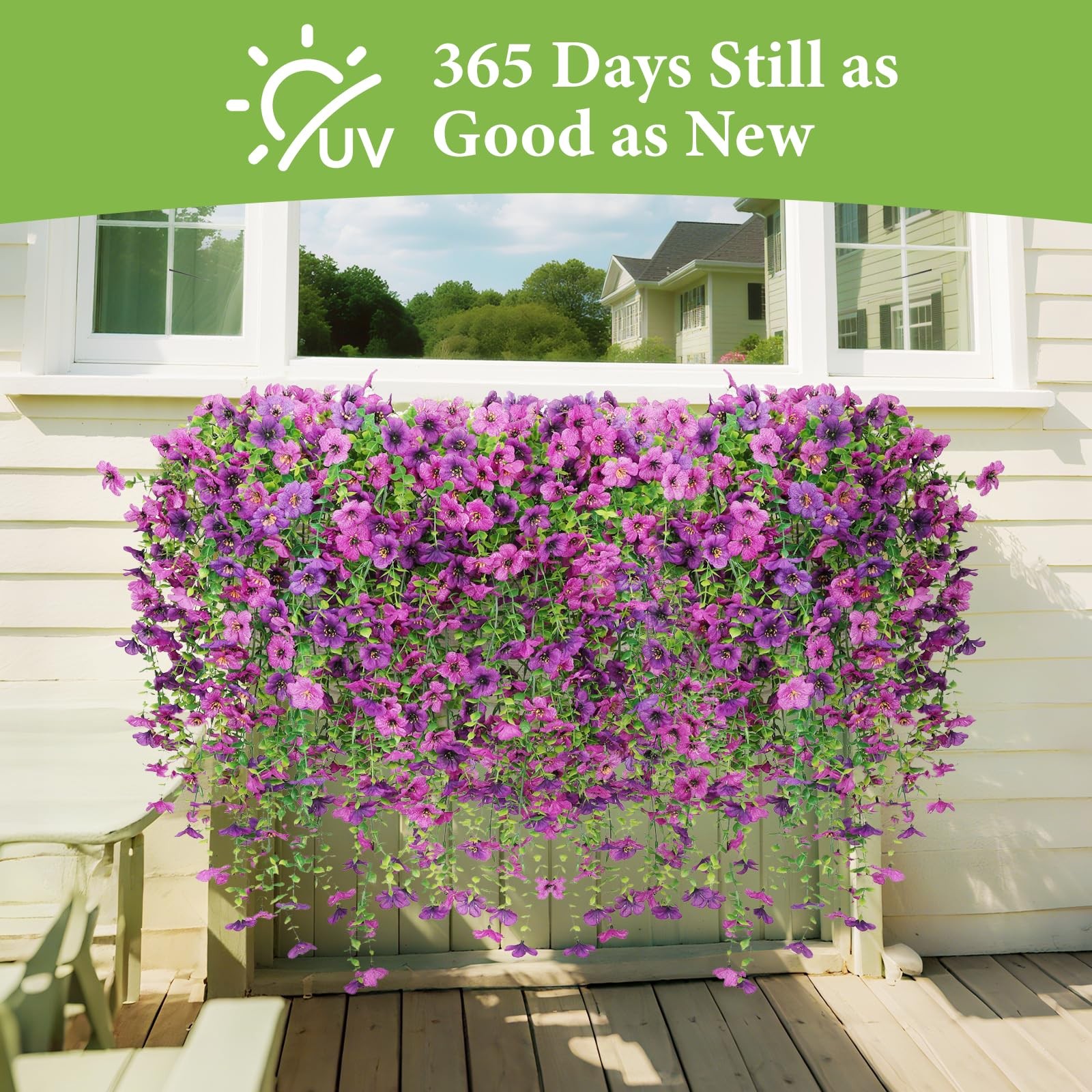 Artificial Fake Hanging Flowers Plants for Outdoor Spring Decoration,6 PCS Fa…